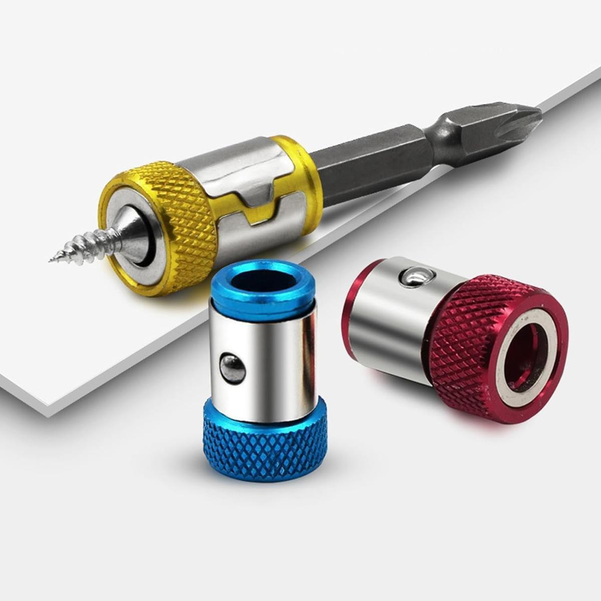 Upgraded Screwdriver Bit Magnetic Ring, Universal Magnetized Screws, Detachable, Suitable for Hex Screwdrivers and Electric Screwdriver Bits, Magnetic Screw Ring, Metal Magnetized Screws (3 pieces, mixed set)