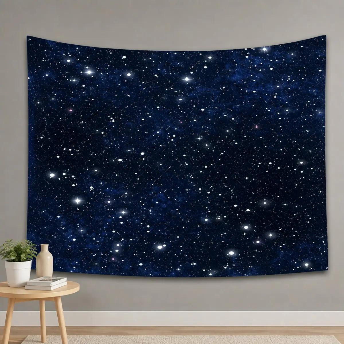 Dark Blue Polyester Galaxy Space Tapestry Wall Hanging - Cosmic Star Moon Artwork, Home Decor for Bedroom Dorm, Aesthetic Room Gift