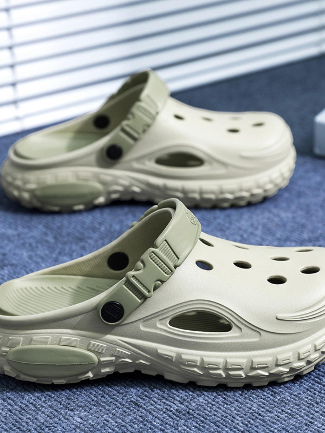 Large Size Couple Holey Shoes, Loose Thick Sole Sandals, Outdoor Wear, Extra Wide Durable Slippers, Beach Shoes, Comfortable Footwear