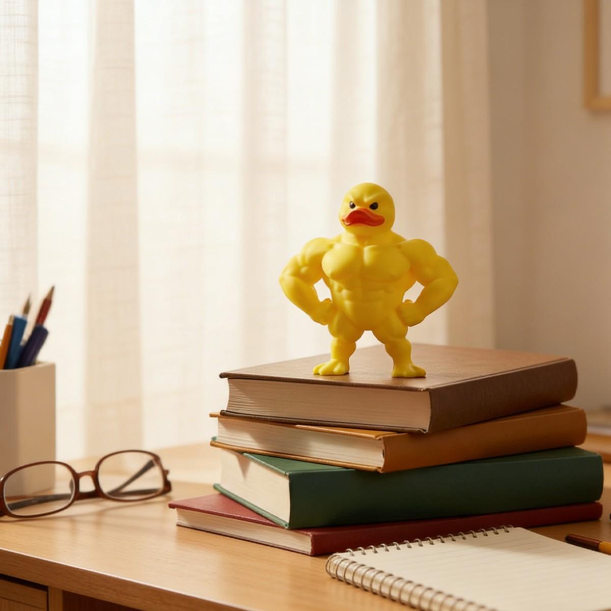 Funny Muscle Duck Statue, Fitness Duck Decor, Clear Arm & Leg Design, No Power Needed, Home Office Gym Gift, Durable Plastic Collectible