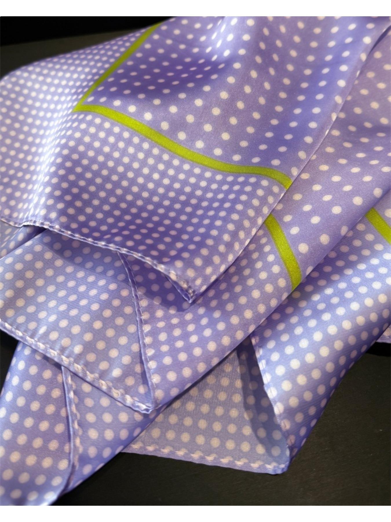 Retro polka dot small square scarf for women, lightweight sunshade neck scarf for daily wear, multifunctional decorative shawl