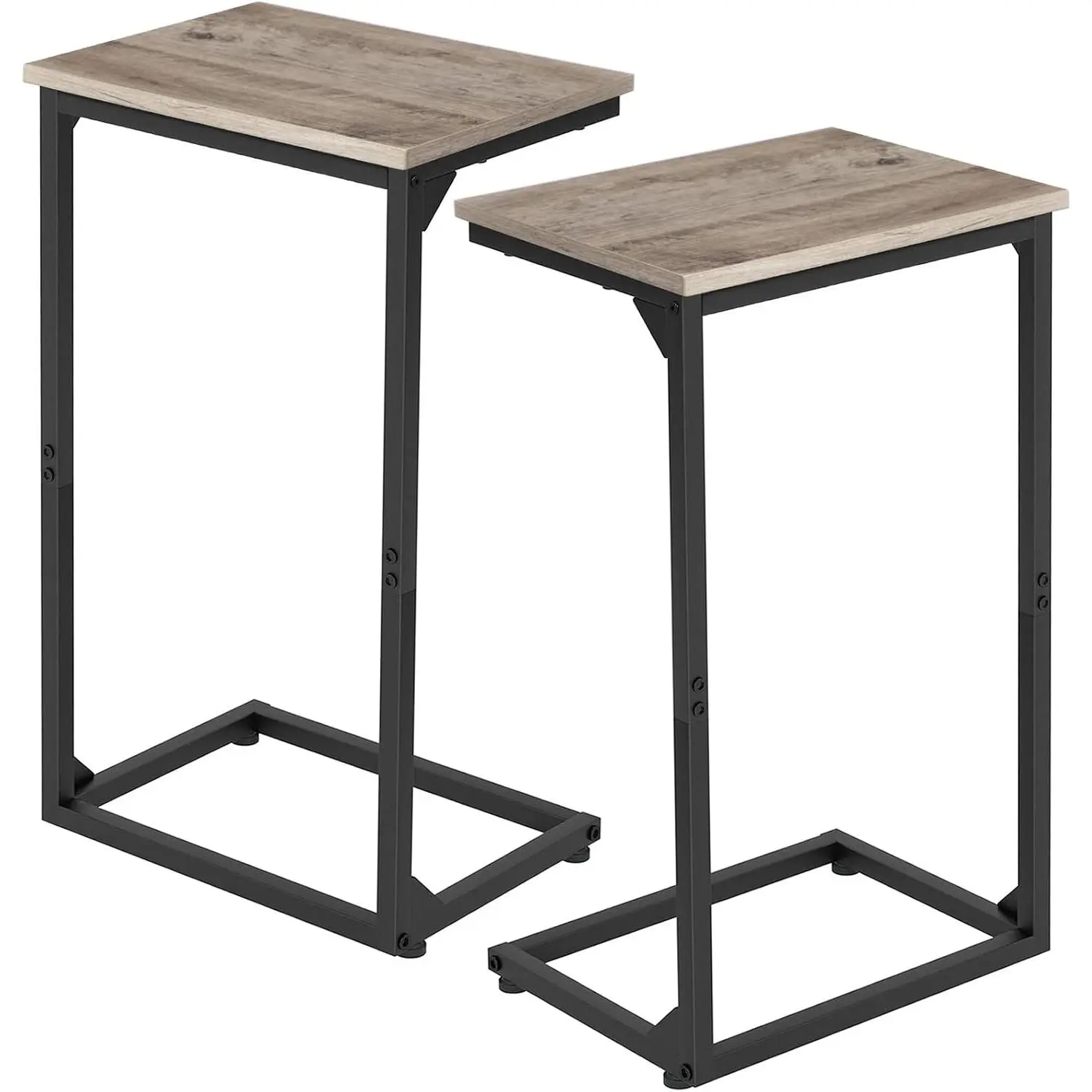 Couch Side Table, 26.37" Tall C Shaped End Table Set of 2 | TV Trays That Slide Under Sofa, Slim Laptop Workstation for Living Room Bedroom Small Spaces, Grey