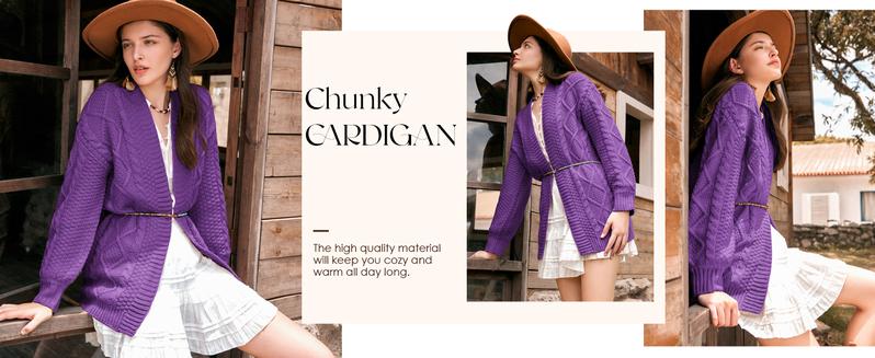 Danedvi Womens Oversized Cardigan Sweaters Open Front Cable Knit Lantern Long Sleeve Chunky Outwear Coats Soft Comfy Stretchy Casual Knitwear