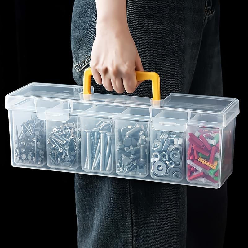 Stackable Hardware Tool Storage Box Set, Detachable Dividers, Handheld Design, Portable Tool Box, Ideal for Home and Car Tools Organization (no Inner Items)