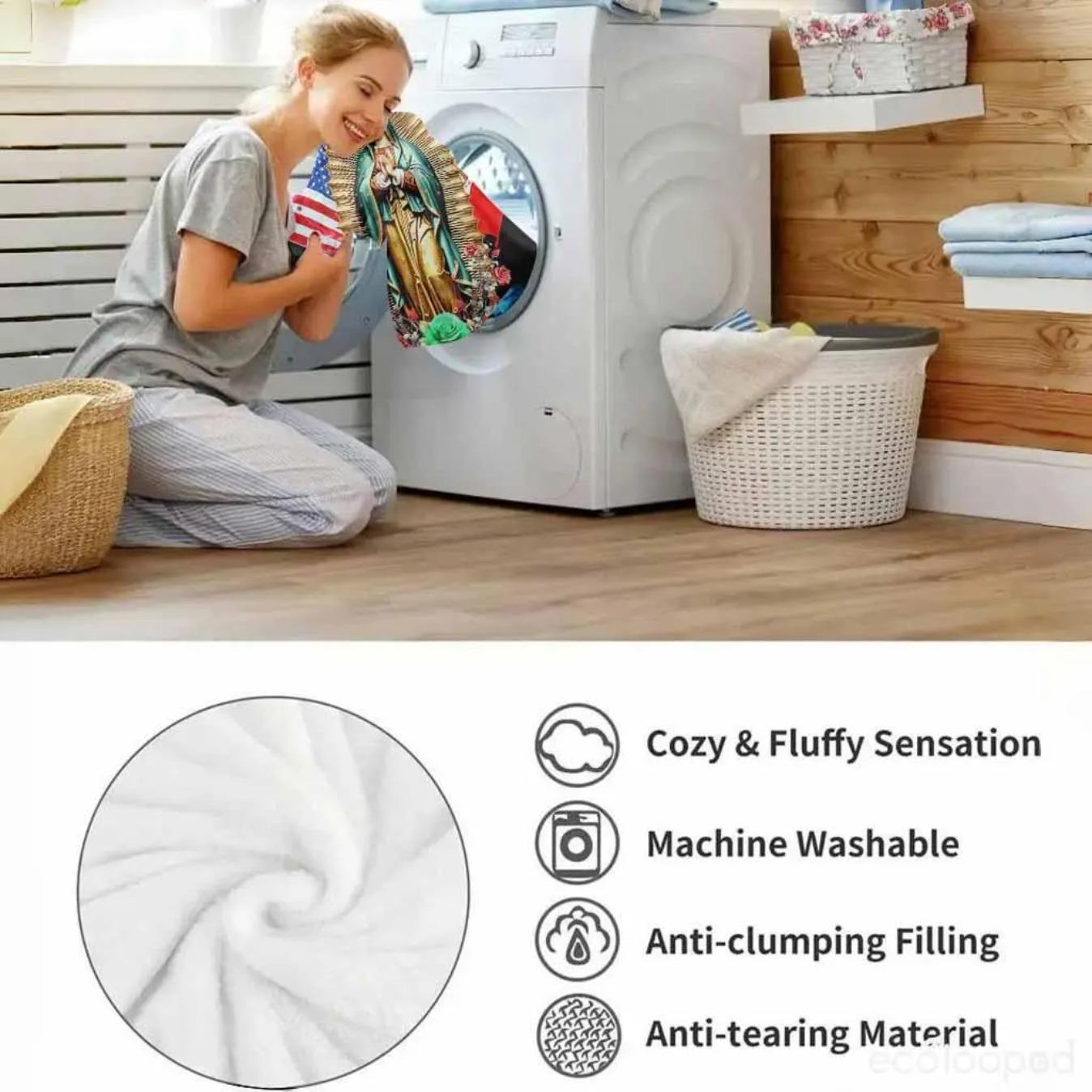 Virgin Mary flannel blanket with USA and Mexico flag floral print  soft warm lightweight  perfect for home decor  church gatherings  holiday celebrations  prayer room  and gifting to loved ones