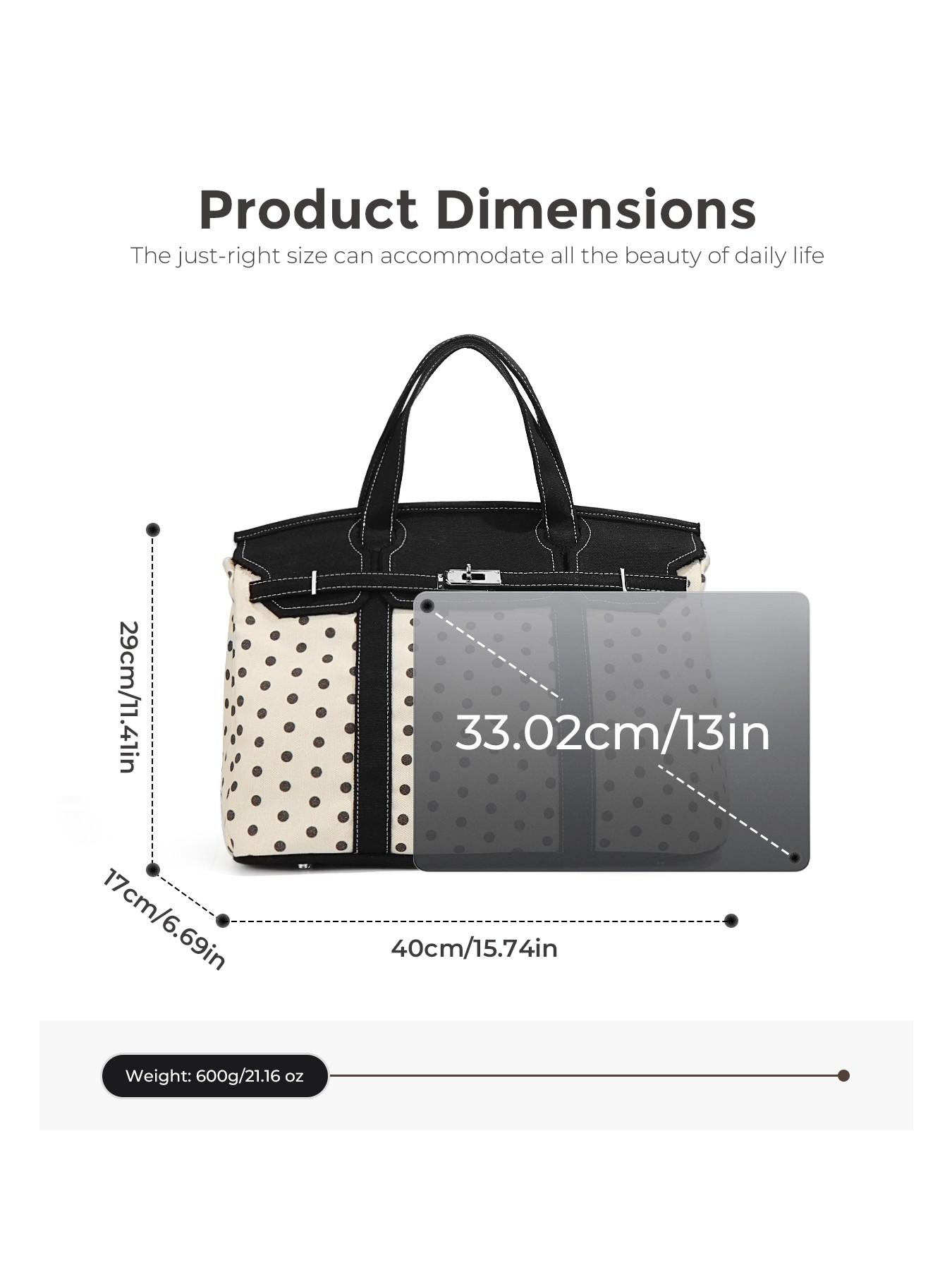 Canvas Polka Dot High-End Colorblock New Fashion Handbag, Casual Trendy Bag, Large-Capacity Commuter Tote Purse Bag, Versatile Fashion Accessory for Daily Use