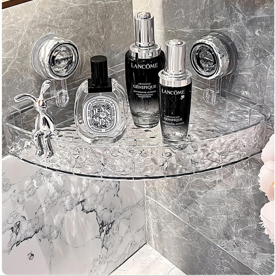 1/2 pack, ripple suction cup storage rack, wall mounted without drilling, suction cup storage box, bathroom storage rack, transparent detachable storage rack and shelf, suitable for bathrooms and toilets, space saving solution, Bathroom Organizer Supplies