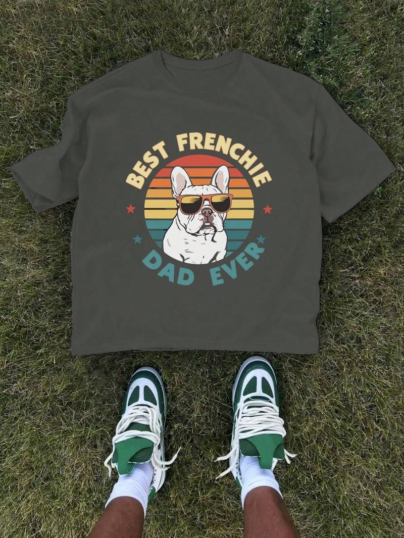 French Bulldog Sunglasses BEST FRENCHIE Pure Cotton Men's T-Shirt Comfort Fit