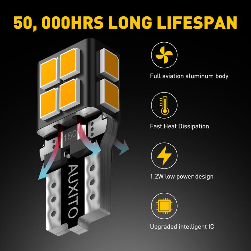 AUXITO 10x White LED T10 194 168 W5W Interior Map Dome Trunk License Plate Light Bulbs