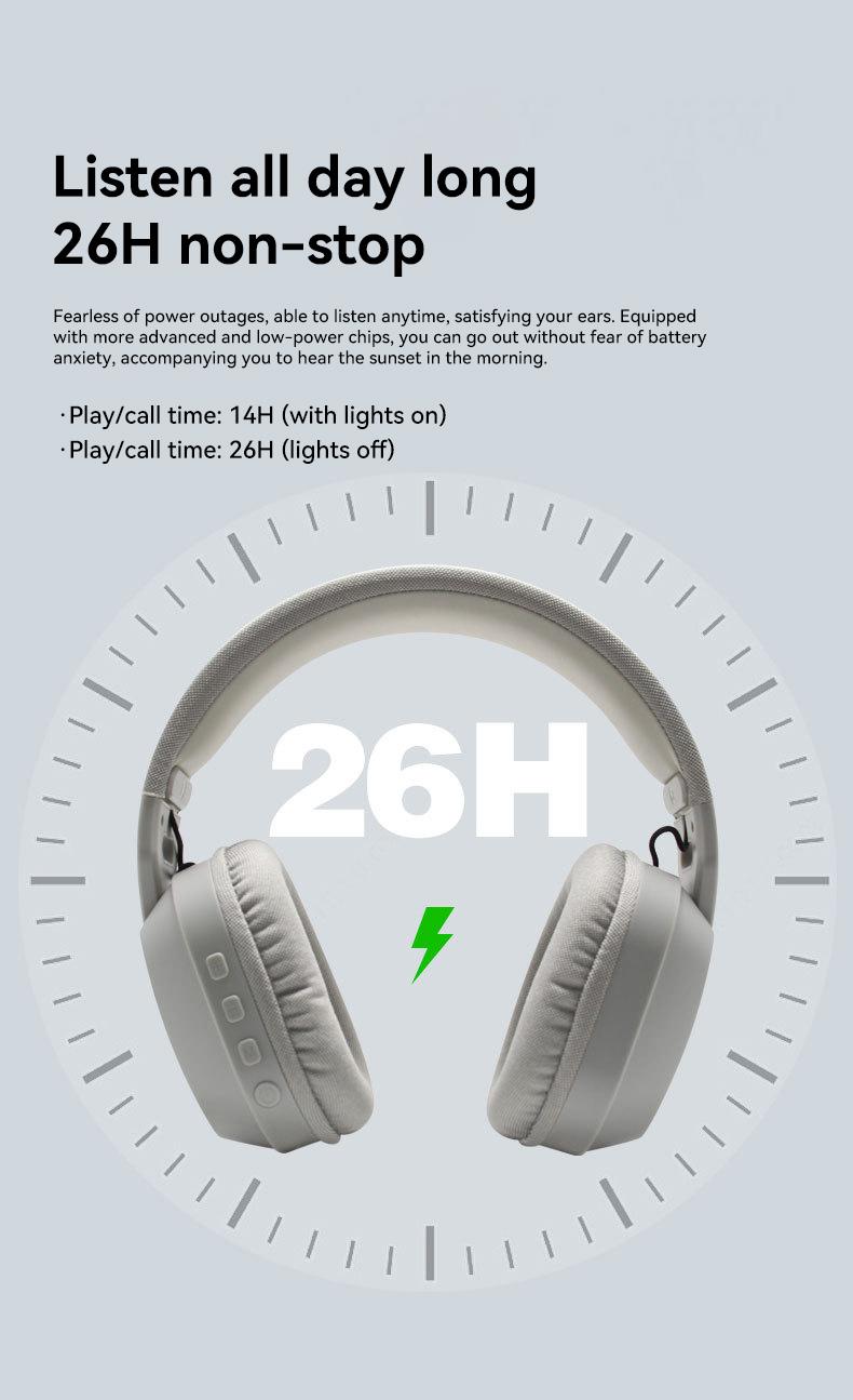 MZYMI B500GHz Wireless Gaming Headset with Dual Connection Modes Bluetooth 5.4 & Wired Noise Cancellation for Esports and Music