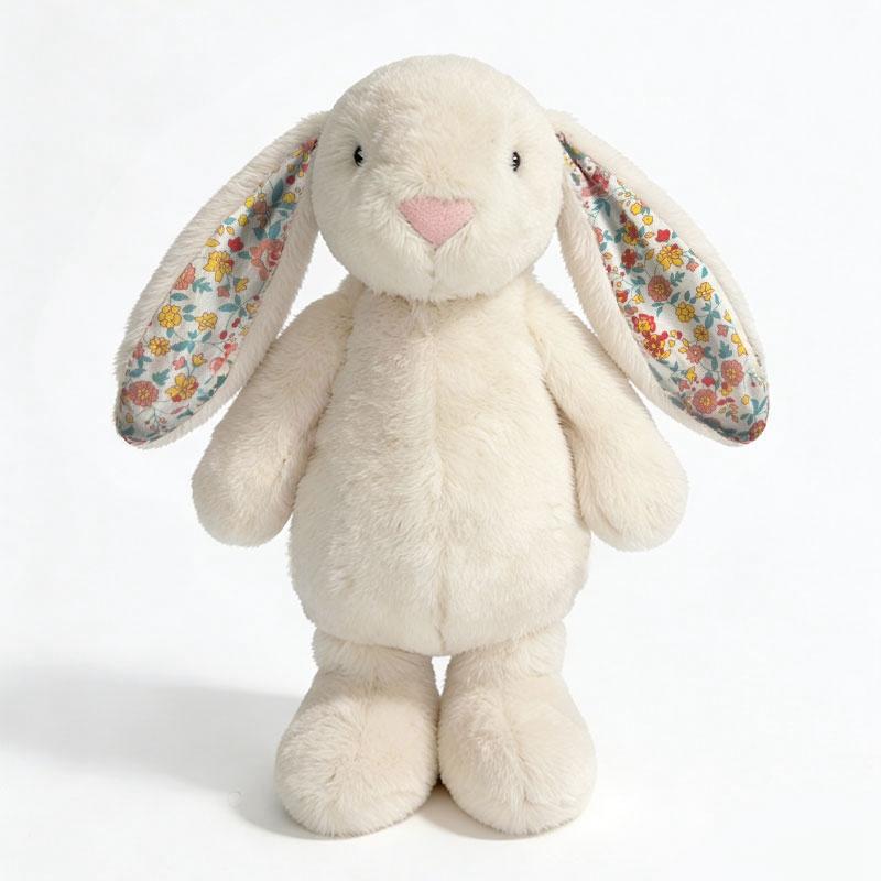 Cute Rabbit Plush Toy, Floral Lop-Eared Bunny Plush Doll, Childhood Stuffed Animal, Birthday Gift, Christmas Gift for Children, Home Decoration