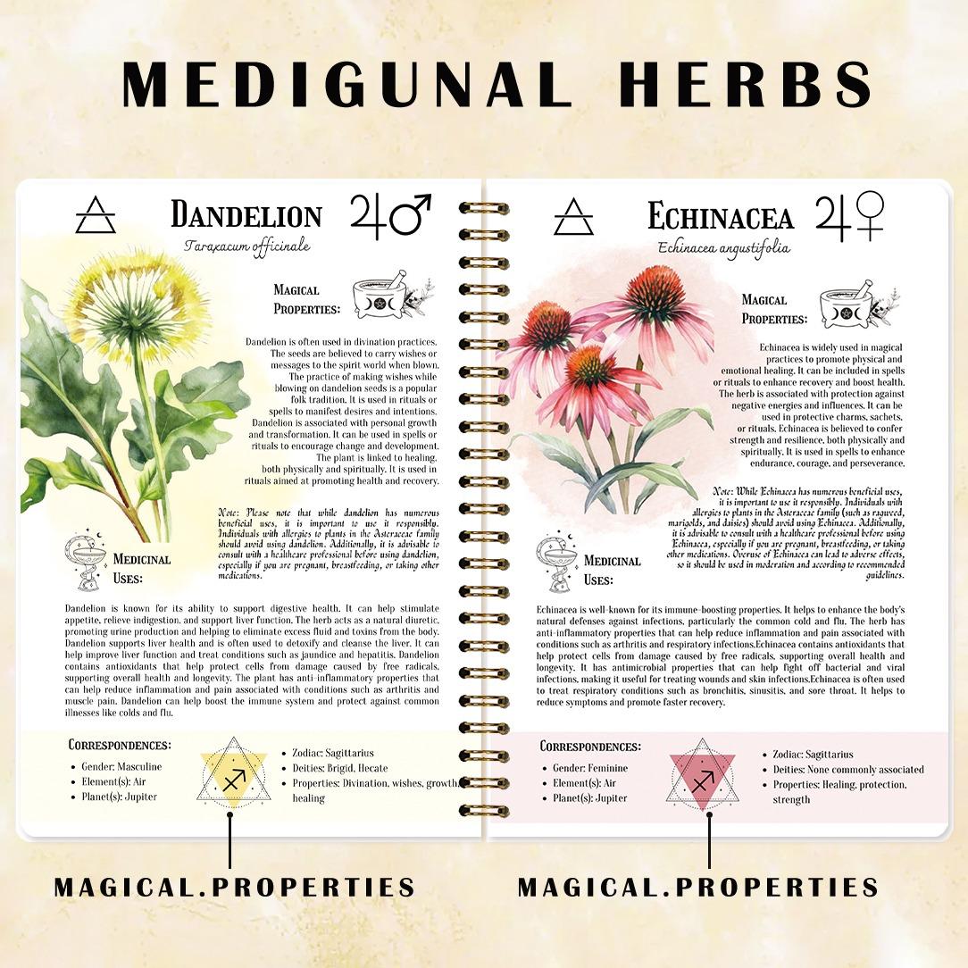 Herbal Bible Cooking Manual, with Illustrated Herbal Guide and Medicinal Plant Recipes - 5.5x8.5 Inch Natural Therapy Notebook, Suitable for Cooking Enthusiasts, Aromatherapy, and Holistic Health