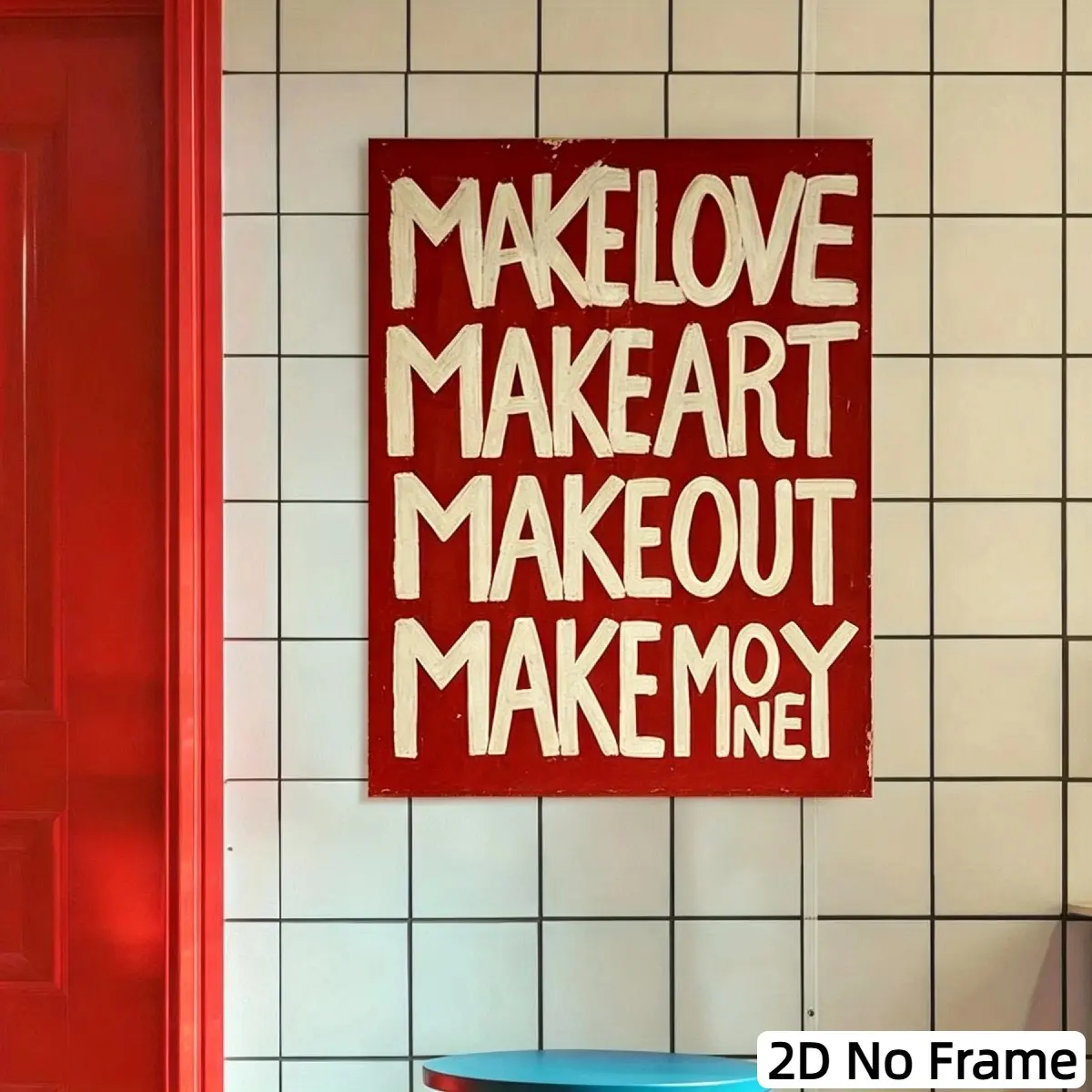 Bold 'makelove' Art Print Poster, Modern Design for Home Decor, Living Room and Bedroom Wall Art, Halloween and Christmas Decoration, Canvas Print