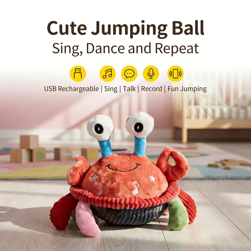 Cartoon Pig Fabric Plush Bouncing Ball Pet Toy - USB Rechargeable Battery, Interactive Play, Electronic Sound-Making, Washable Dog Accessory