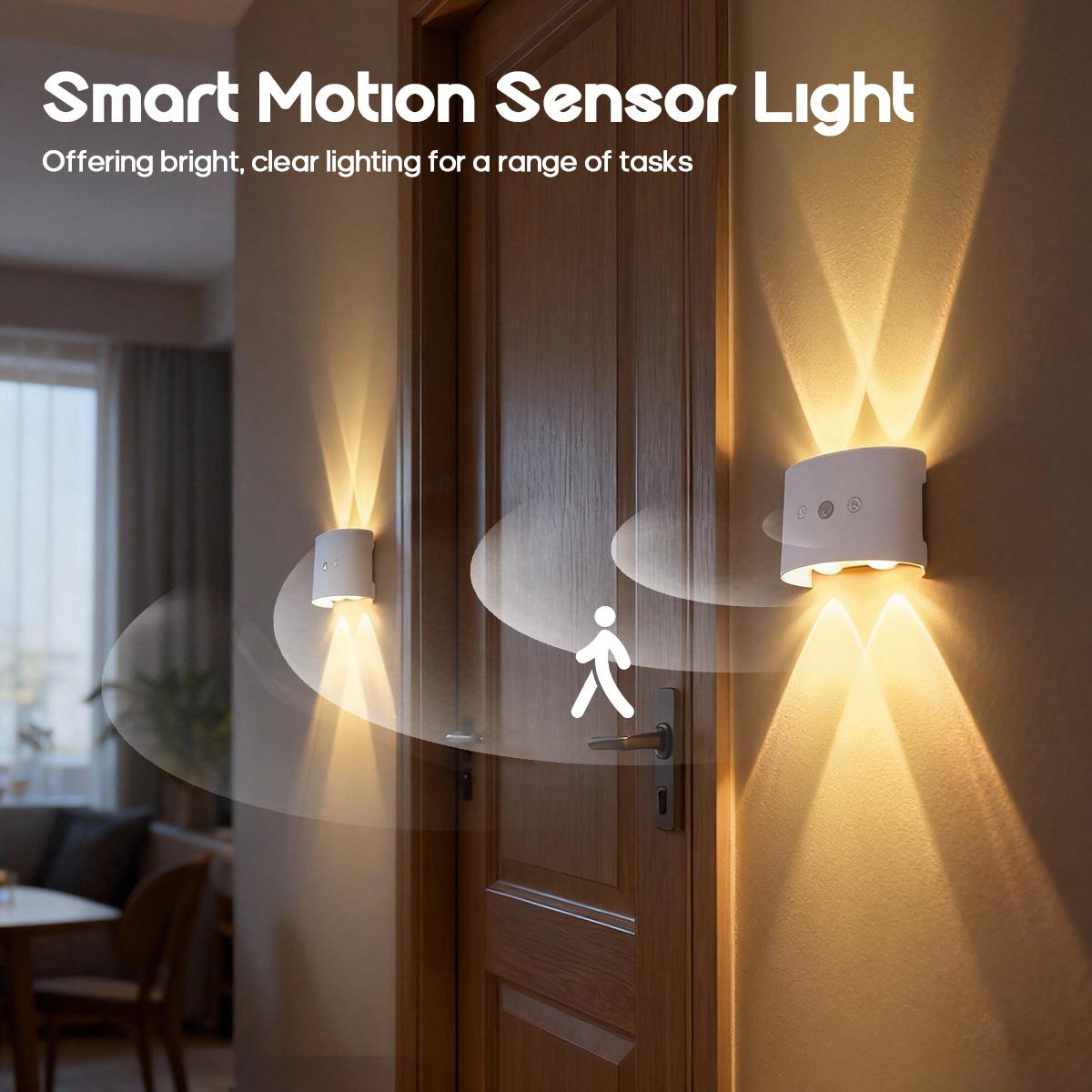 1/4pcs LED Motion Sensor Step Light, Touch Control, 3Colors Rechargeable LED Stair Light, Wall Lamp, Cordless LED Wall Night Lights for Steps, Bedroom, Hallway