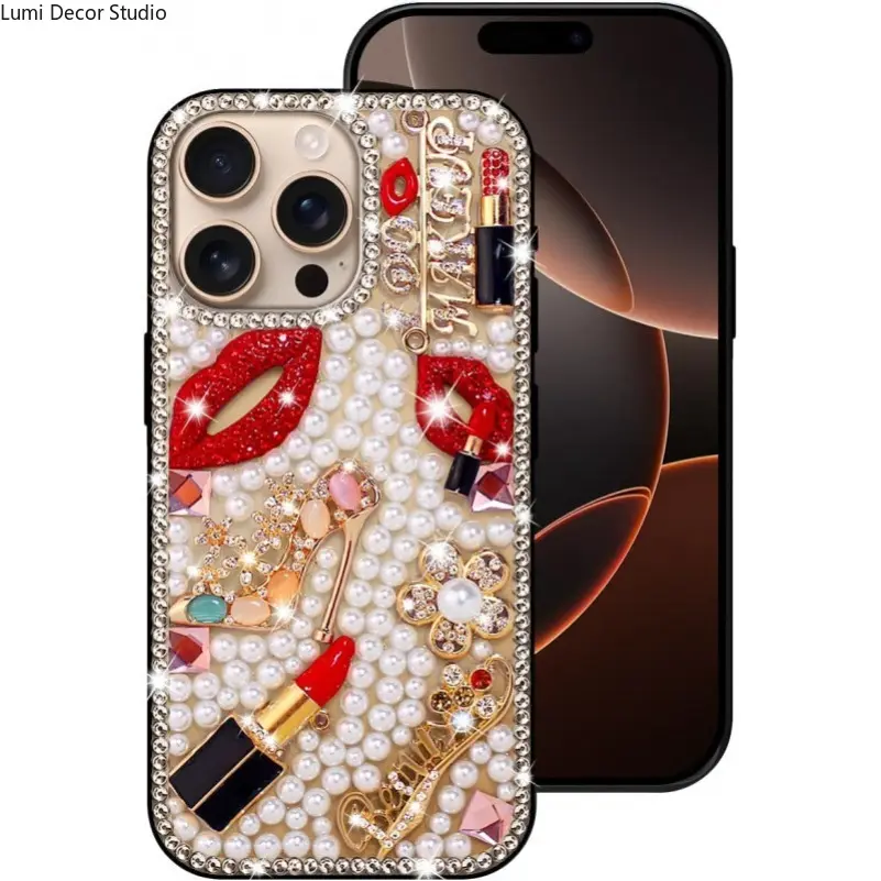Rhinestone Perfume Bottle Phone Case - Sparkly Protective Cover for 15-17 Pro Max Series Phones, Daily Carry and Luxury Style
