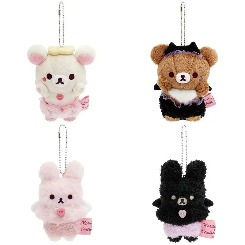 Kawaii Halloween Little Rilakkuma Plush Doll Keychains angel Pink bunny Devil relaxe Bear Sister Korilakkuma Bear Bag Pendant