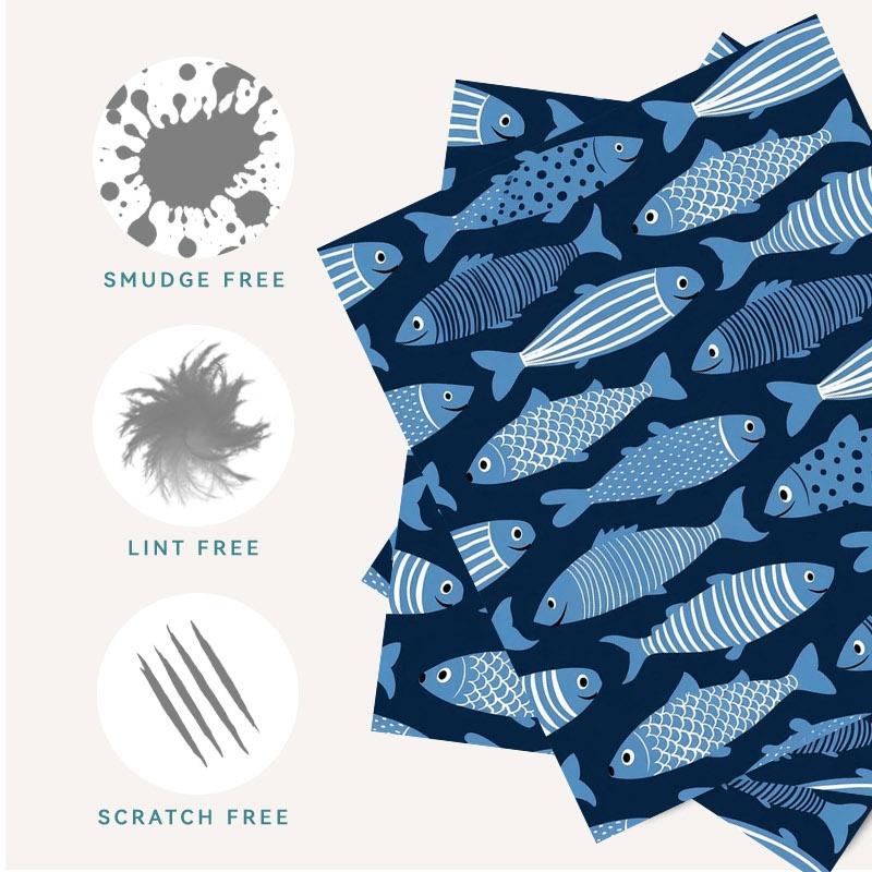 1/3/6/14pcs Blue Fish Pattern Cleaning Cloth, Multi - Specs Single - Side, For Camera/Glasses Lenses, Home & Photography Use, Soft Microfiber Material, Efficient Cleaning, Decorative Design