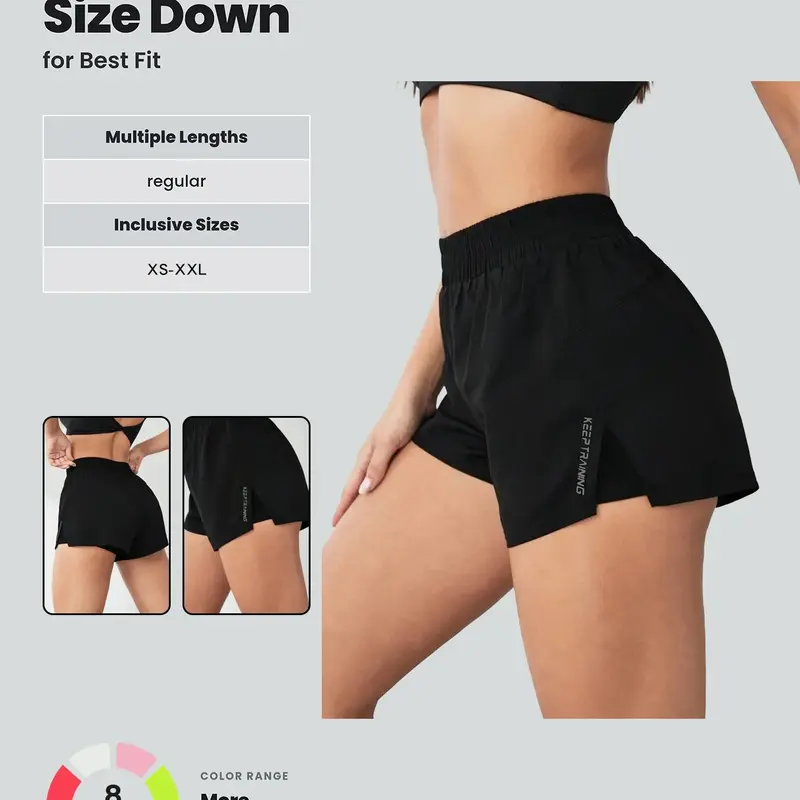 【Black Friday】Women's 2-in-1 Shorts with Pockets, Casual Comfy Breathable Sports Shorts for Yoga, Gym and Workout, Ladies Shorts for All Seasons, Running Training Shorts