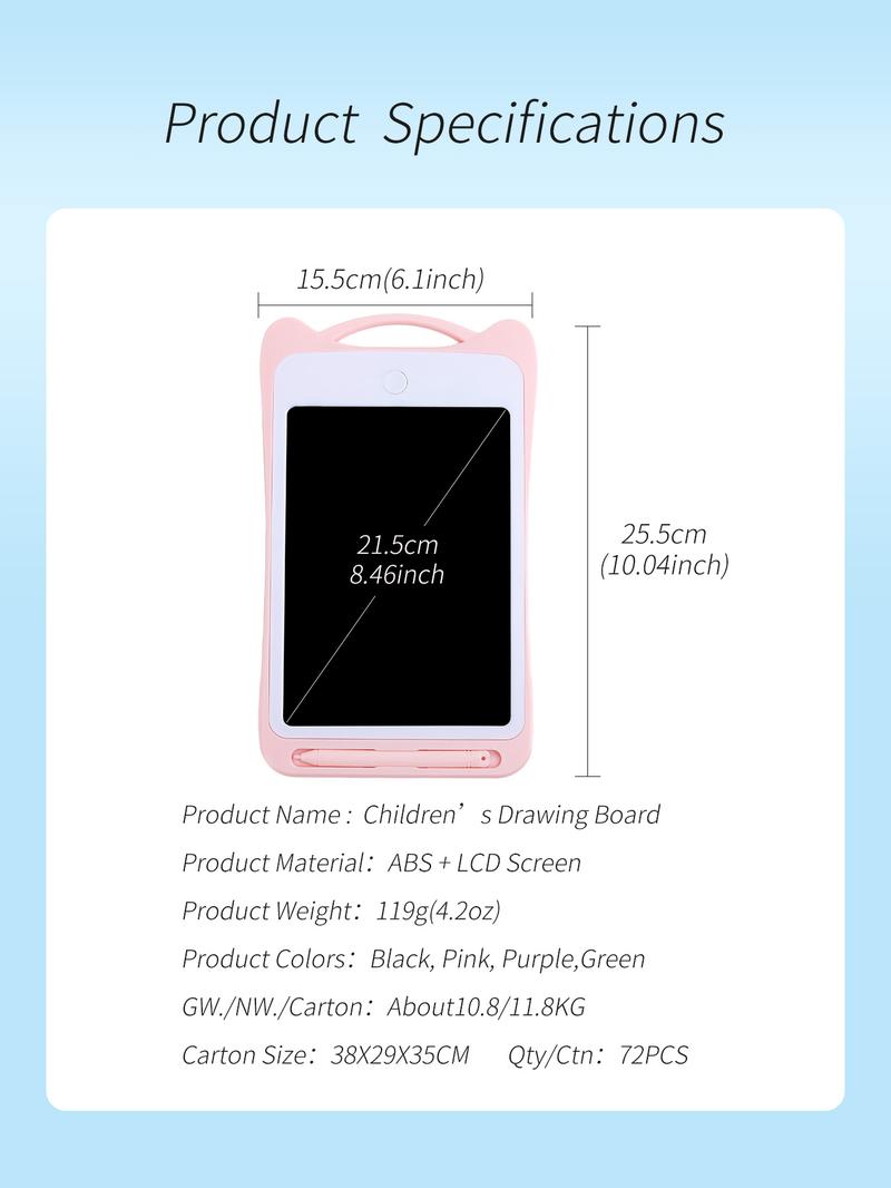 Cartoon Multi-Purpose Erase Board, Math Calculation Practice, LCD Writing Tablet, Kids Travel Game Activity, Reusable Dust-Free Inkless One-Click Erase