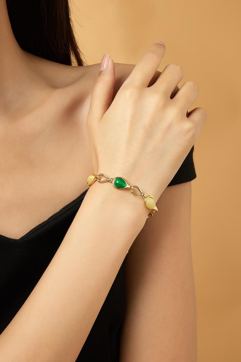 Aprilery Waterdrop-Shaped Link Bracelet – Crystal Elegant Multi-Colored Gemstone Jewelry for Women