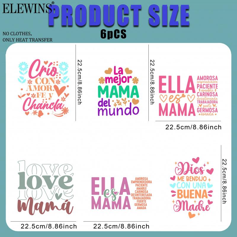 Mother's Day 6 Sheets Gold Foil DTF Transfer Decal for Tshirt Hoodie Jeans Backpack Pillow Machine Washable Reusable DIY Heat Transfer Vinyl for Adults