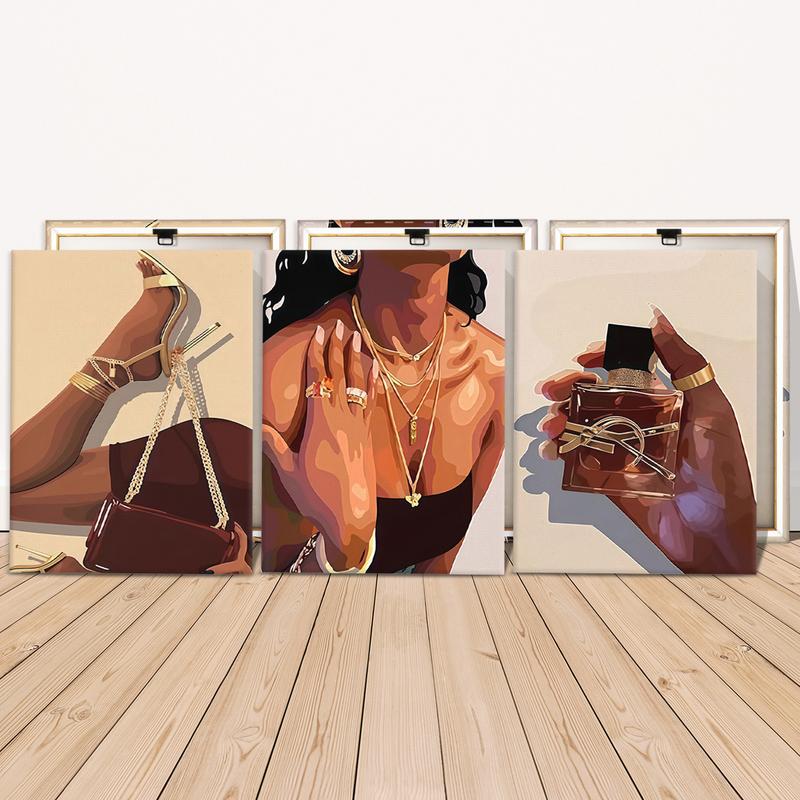 3-Piece Wood Frame Canvas Art Set, Modern Wall Decor for Living Room & Bedroom, High-Definition Waterproof Prints, Elegant Home Decoration, Modern Art Design