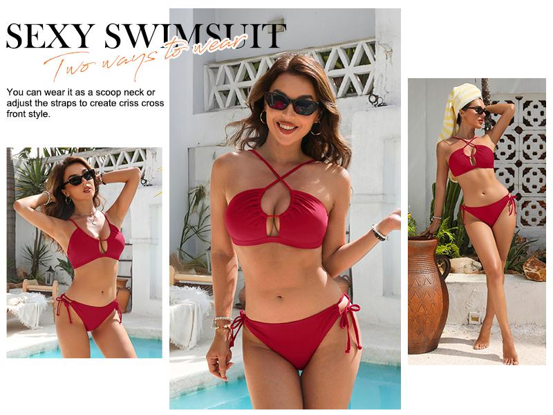 Blooming Jelly String Side Tie Bottom Women Cheeky Sexy Two Piece Bikini Sets Swimsuit