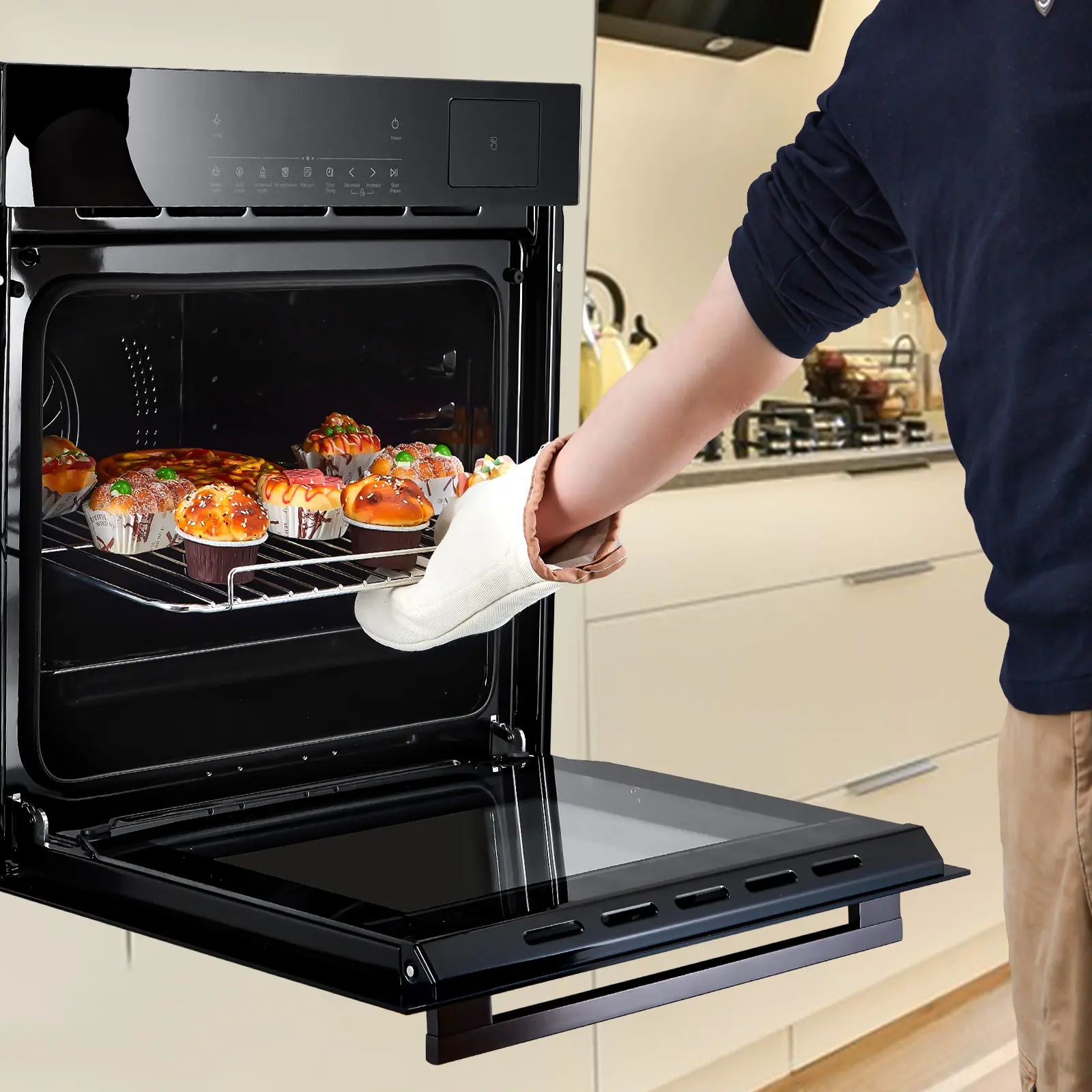 Garvee Built-In Wall Electric Single Oven - 24", 3000W, 2.5 Cu.Ft Convection, Air Fry & Steam, 8 Cooking Modes, 108 Smart Recipes, Touch Control, Safety Lock, Stainless Steel Kitchen Appliances