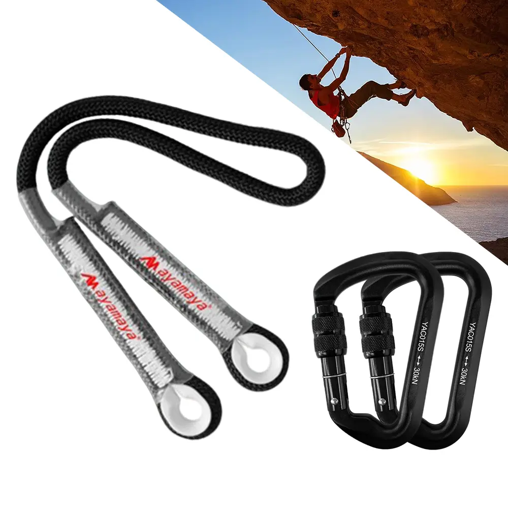Climbing Rope - Multifunctional Cord Safety Rope Emergency Escape Rope Boat Rope With 1/2 Carabiners Camping Rescue Outdoor Hiking Caving