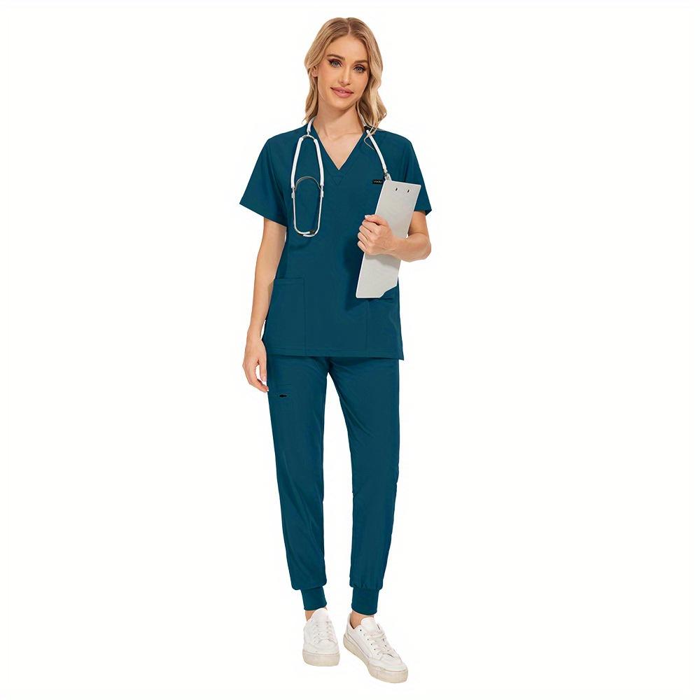 Unisex Uniforms Beauty Costume Women Nurse Doctor Set Clinic Workwear Pet Vet Tops Pants Comfortable Leisure Care Center Daily Practical Work Clothes Set
