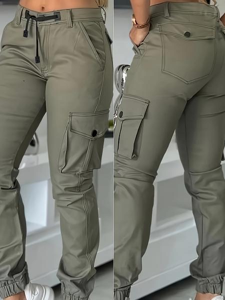 Autumn Winter New High Waist Slimming Women's Casual Fashion Military Pants, Long Cargo Workwear Trousers for Ladies Autumn Winter New High Waist Slimming Women's Casual Fashion Military Pants, Long Cargo Workwear Trousers for Ladies