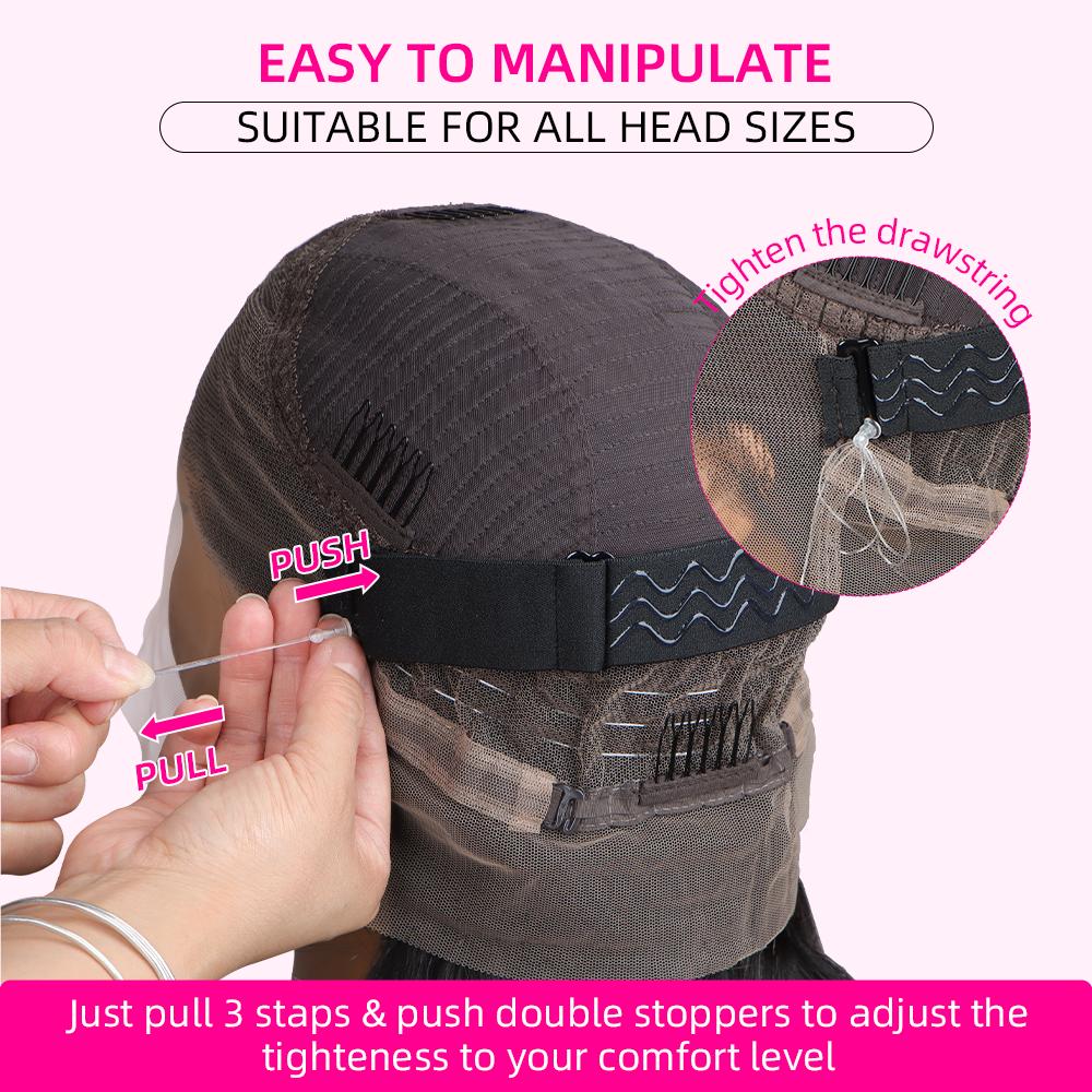 Bling Hair Invisi Strap 360 Full Lace Frontal Wigs Human Hair Bone Straight Wigs Brazilian Virgin Wigs Pre Plucked Drawstring Wig for Women 180 Density TikTokShopBlackFriday