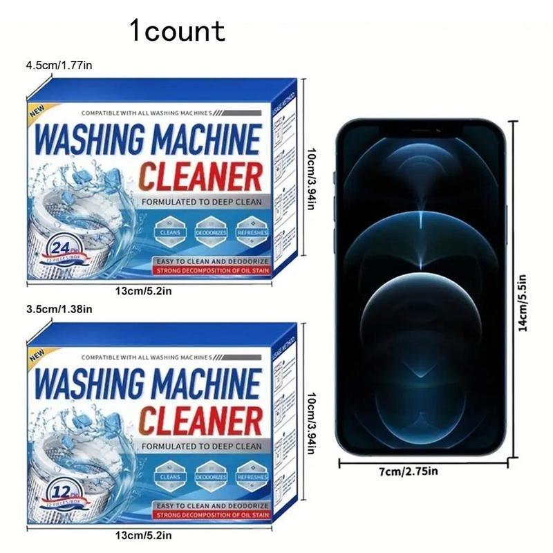 Washing Machine Cleaner, Powerful Cleaning Tablets, 12/24pcs Deep Cleaning Tablets for Front & Top Load Washers, Household Essential, Degreaser Foam, Summer Use