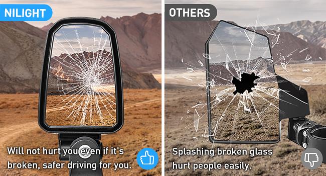 Nilight UTV Side Mirrors Offroad Rear View Mirrors Aluminum Universal Fits with Windshield for 1.75 inch Roll Cage Polaris Ranger RZR Pioneer Can-Am Commander Kawasaki Yamaha Cfmoto Carbon Handlebar Fixie Accessories spot car