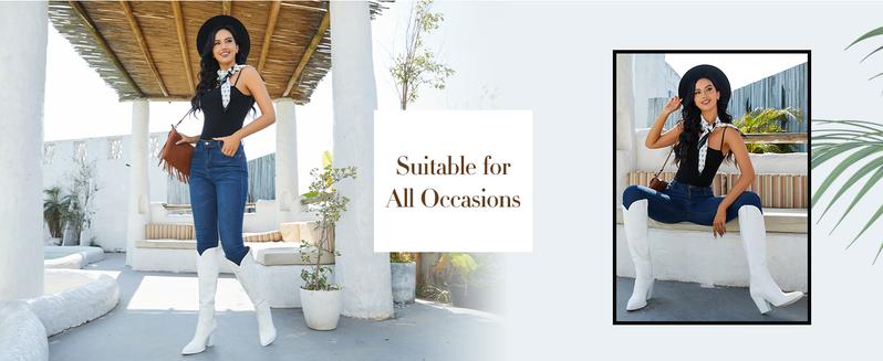 Wetkiss series Women's Western Knee High Cowboy Cowgirl Embroidered Chunky Block Heel Pointed Toes Boots  ,Women's Shoes,Women's Boots  Footwear   #TikTokShopHolidayHaul