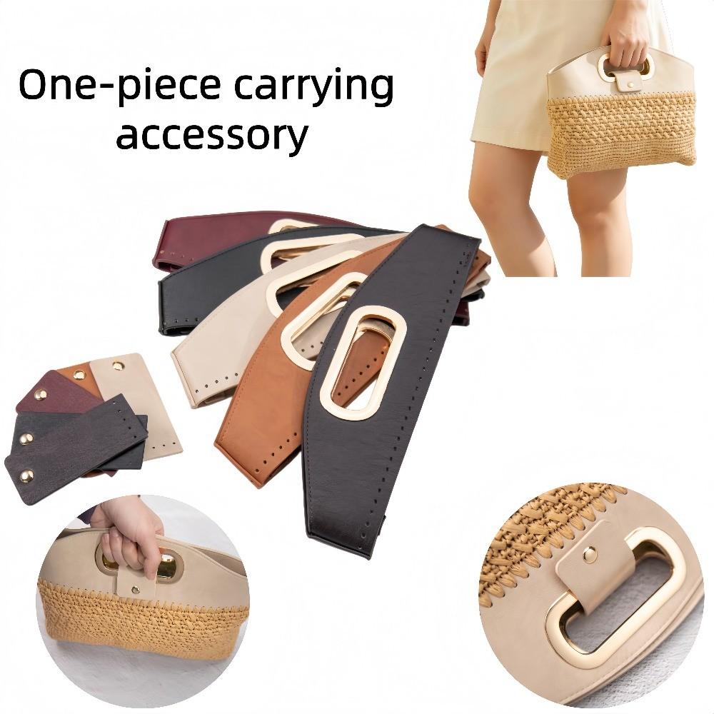 1piece Bag Handle Set, Integrated Bag Head with Carry Handle, Faux Leather Handbag Additions, DIY Wallet Making, Straw Bags Accessories