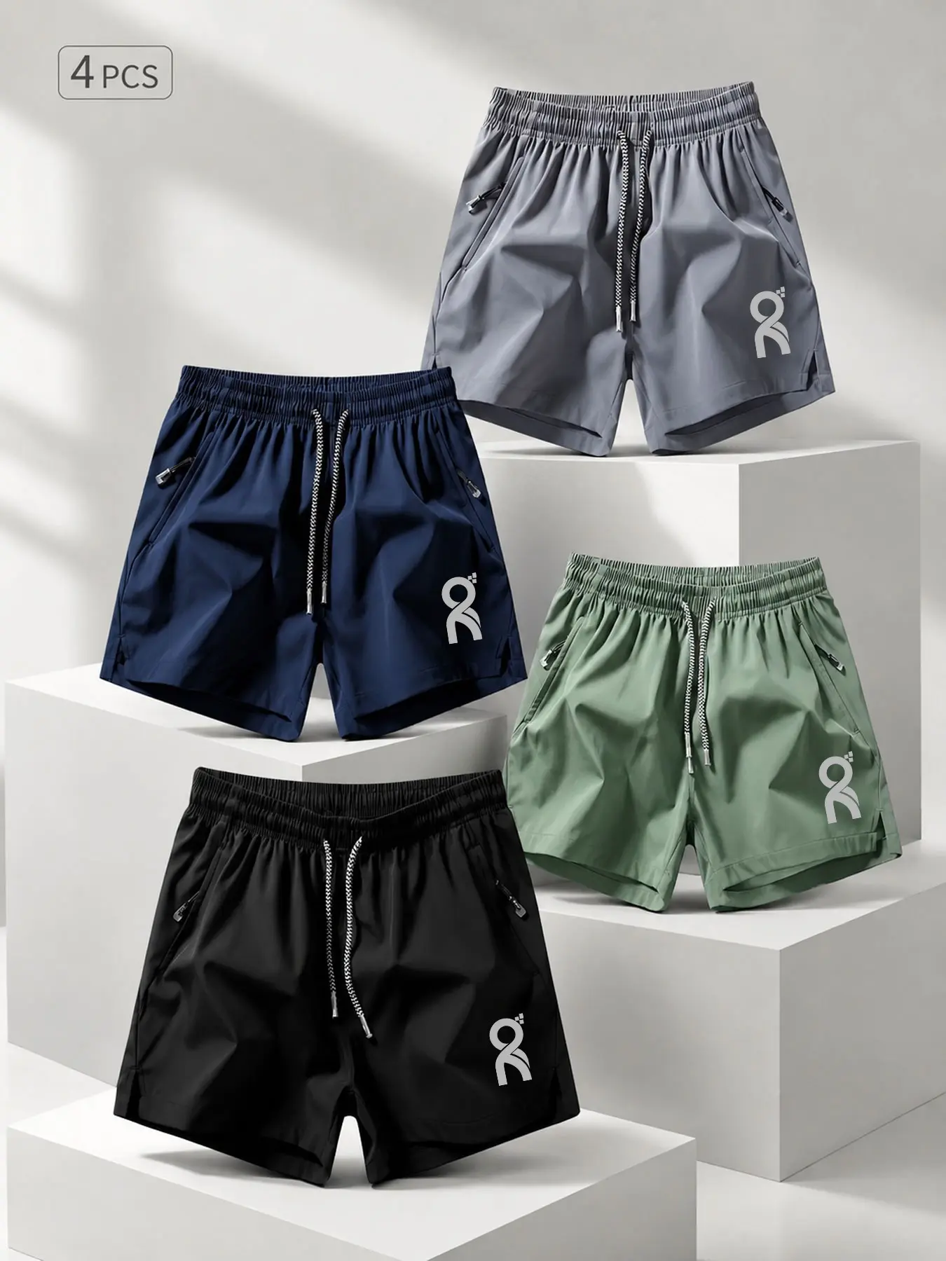 Men's Summer Lightweight Waterproof Shorts, Loose Fit, Elastic Waist, Side Pockets, Sporty Style, Ideal for Daily Wear, Travel, Outdoor Activities