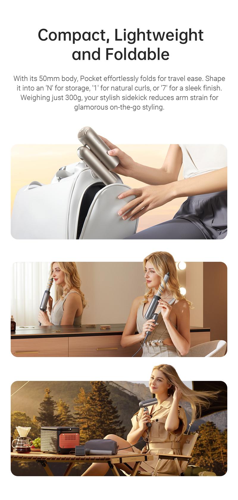 【Black Friday】DREAME Pocket Styling High Speed Hair Dryer Folding Travel Quick Dry Home Curly Hair Negative Ion Hair Dryer Blowdryer Hairdryer Fast Drying