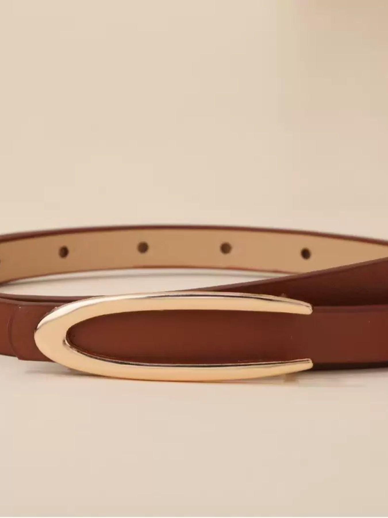 5-Piece Fashion Buckle Set, Vintage Solid PU Belt, Casual Denim Waistband for Women, Stylish Accessory for Everyday Wear