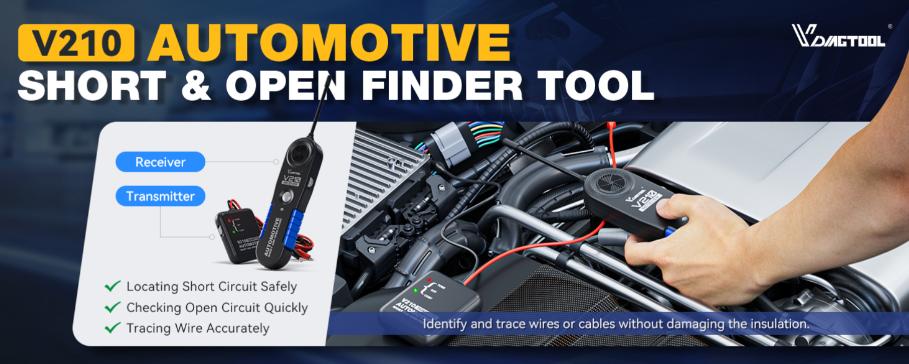 VDIAGTOOL V210 Automotive Electrical Open & Short Finder Circuit Tester Wire Breaker Finder Wire Tracer Fault Probe DC 6-42V Vehicle