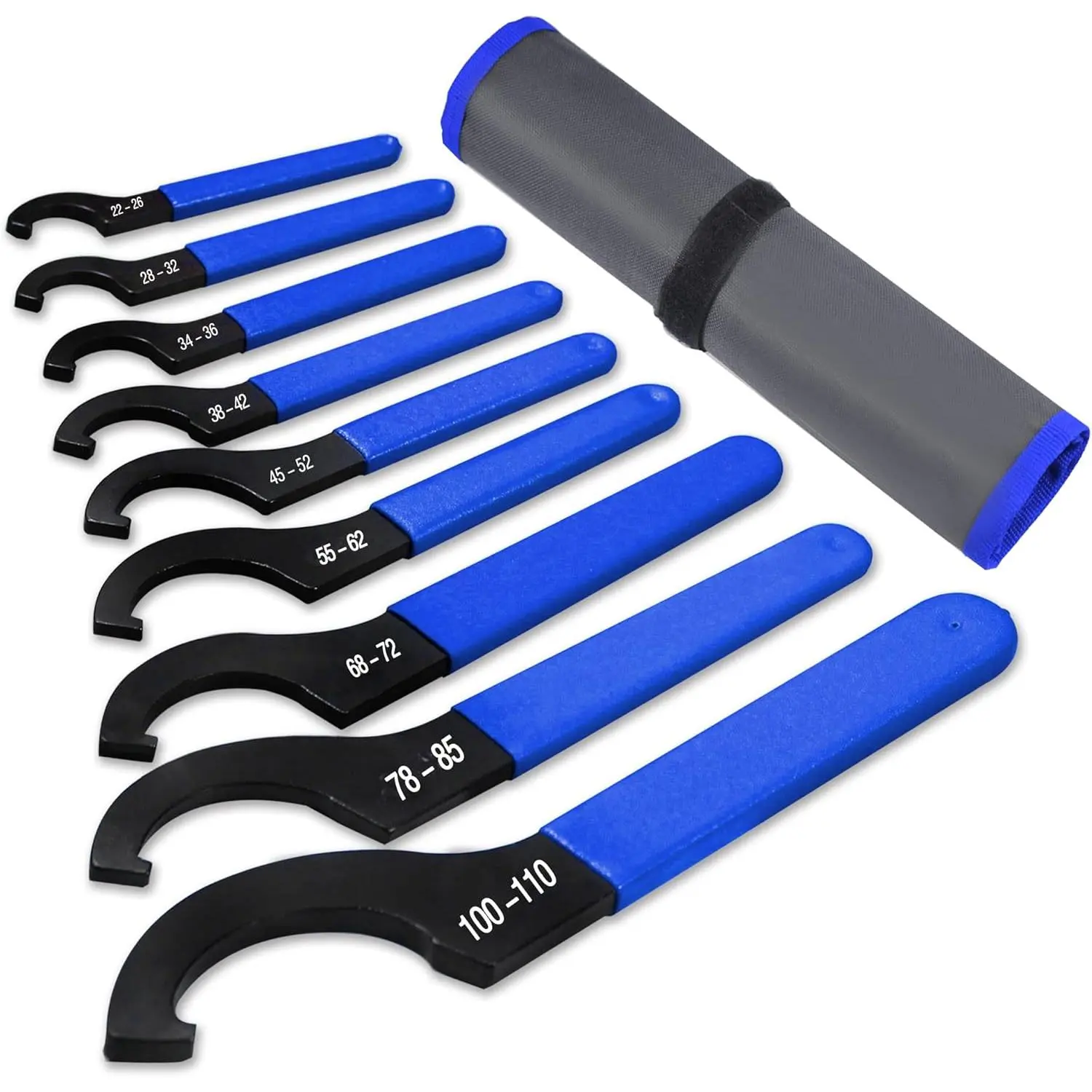 9-Count Coilover Spanner Wrench Set, Carbon Steel Industrial Spanners & Wrenches, Blue Handle