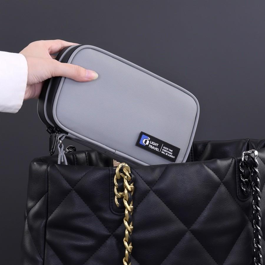 Small Dual-Layer Data Cable Organizer Bag, Mobile Power Bank U Disk U Shield Storage Pouch, Digital Electronics Accessories Case