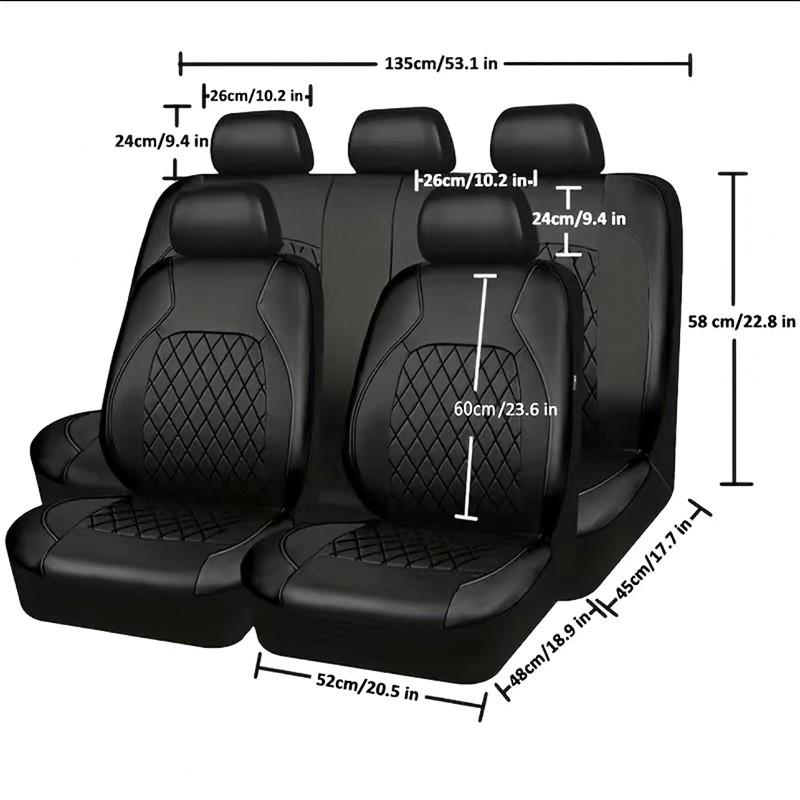 Universal Deluxe Pu Luxury Vinyl Faux Leather Car Seat Covers Full Set, Airbag Compatible, Breathable, Fit for Cars, Trucks, SUV