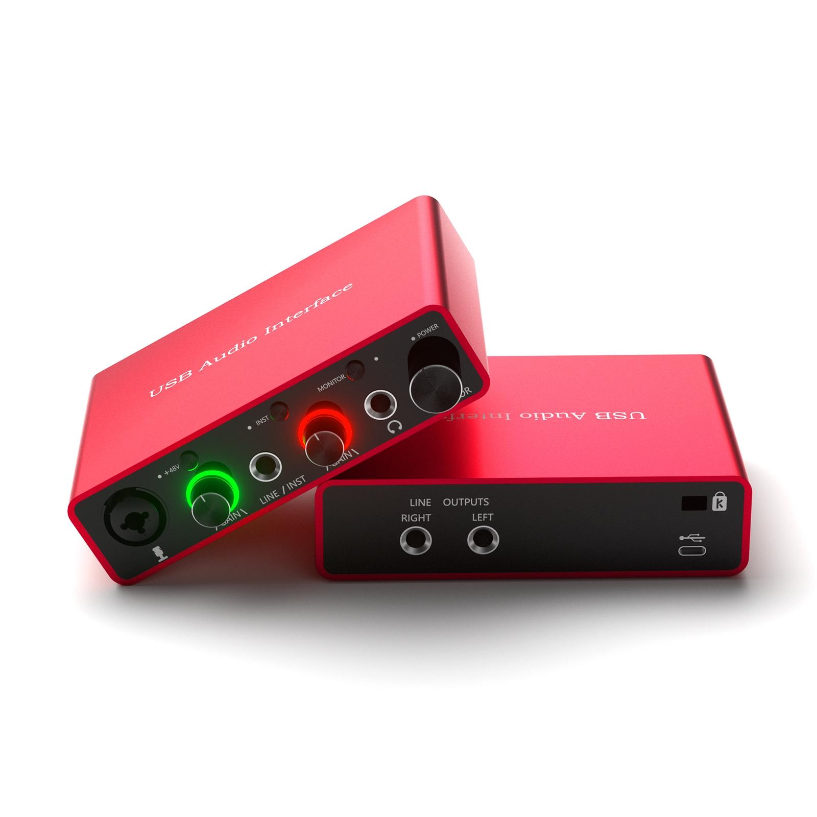 Audio Interface for PC USB Mixer Recorder, Studio Mixer, Recording, 48v Phantom Power, 24-Bit Support, Compatible with MAC Os and PC Audio Devices