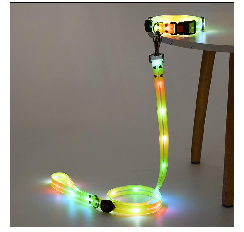 【Pet Essential】USB rechargeable luminous leather belt LED flashing collar with adjustable brightness, extremely cool. christmas  collar ball toy Adjustable LED harness