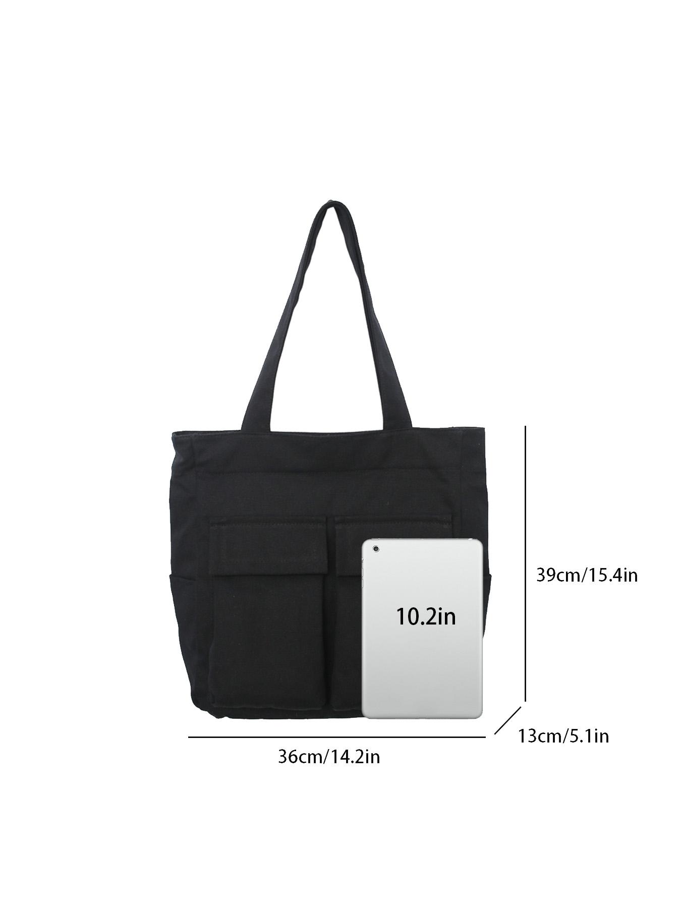 1PC Men's tote bag, solid color zipper closure, fashionable and versatile, simple and large capacity, suitable for daily commuting, outdoor travel, camping, suitable for students, campus, men's tote bag