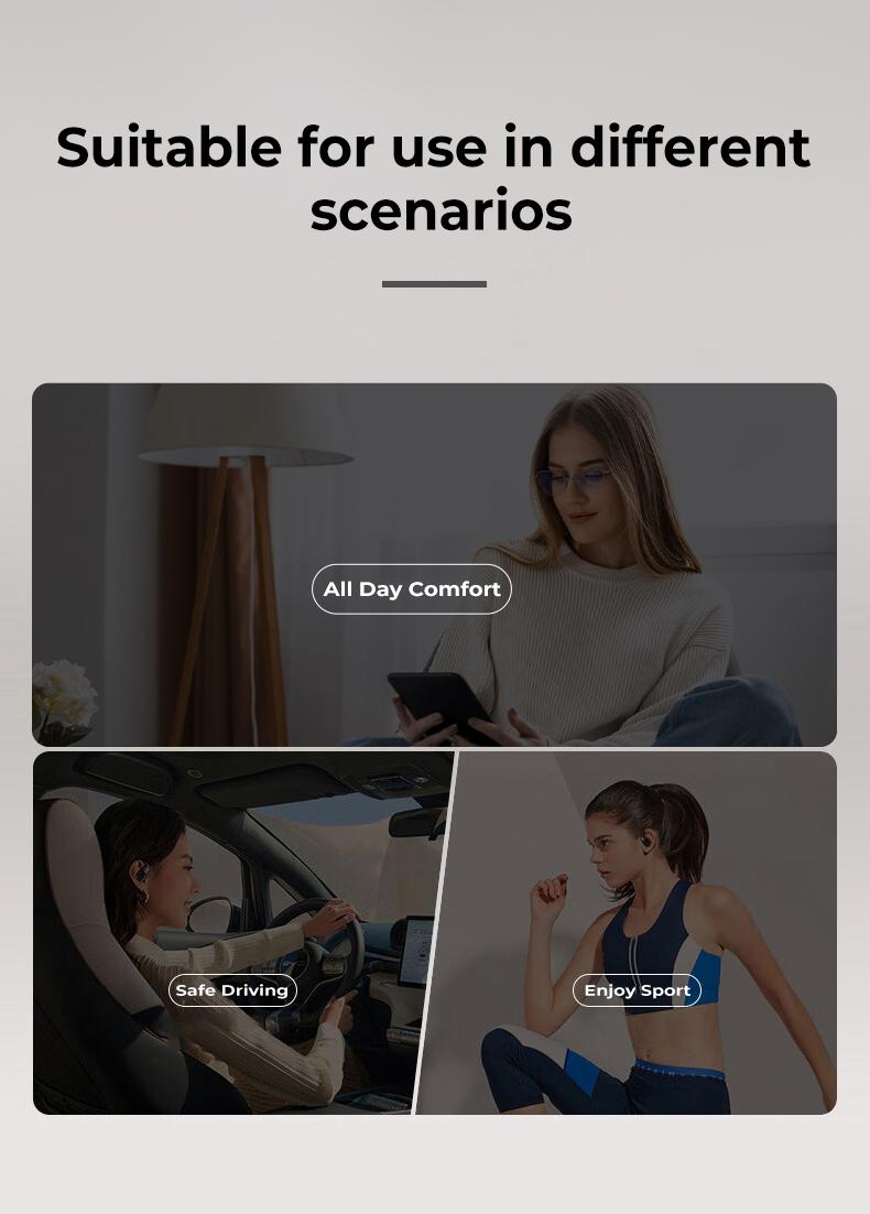 MINISO Wireless Earbuds Open OWS Bluetooth 5.4 Earphones Touchscreen Sports Sport Over-Ear Buds Earphones Running,Driving,Working Waterproof Headsets Long Battery Life with Earhooks Built-in Microphones
