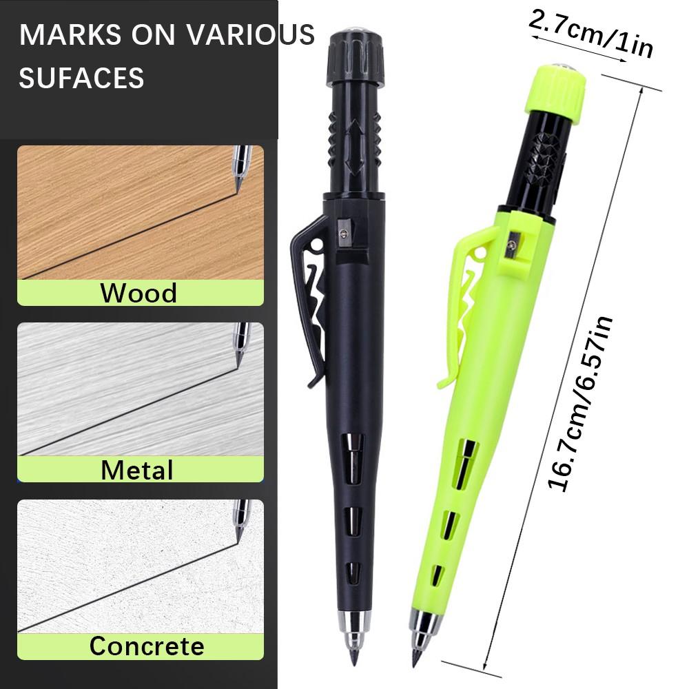 2.8mm leather grip automatic pencil, equipped with black/red replaceable refills, designed specifically for deep hole marking and drawing by carpenters and engineers (3 pens+100 refills)