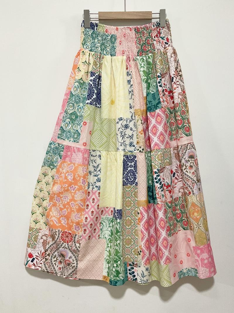 [Plus Size] All Over Floral Print Shirred Waist Flared Skirt, Boho Fashion Casual Long Skirt for Daily Holiday Vacation Wear, Boho Casual Skirts, Women's Bottoms for All Seasons